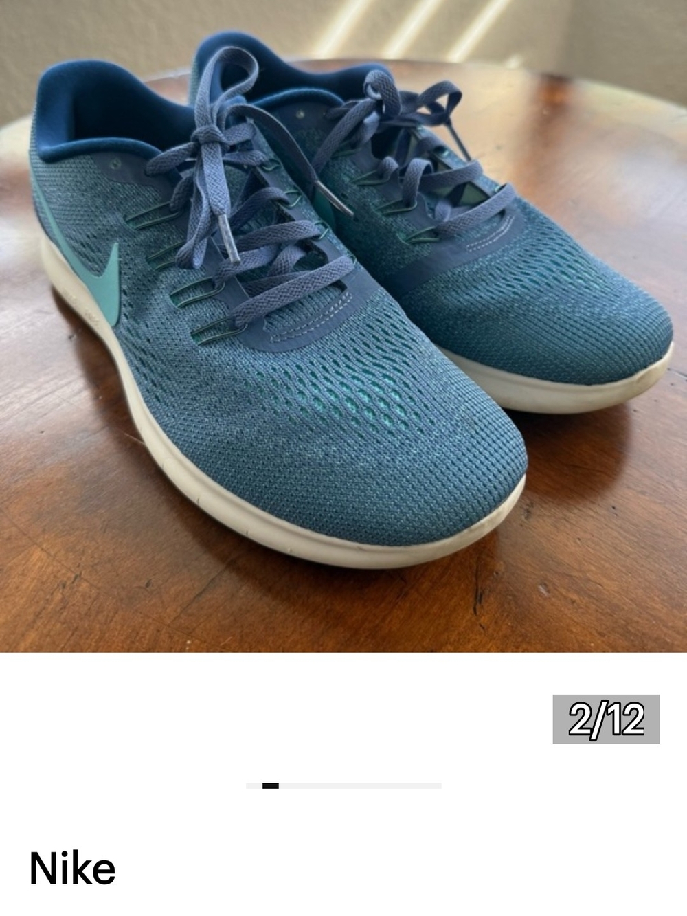 Nike Blue Running Shoe with Aqua Swoosh - Picture 2 of 11